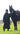 EQUIDRY women's thin fleece long waterproof horse riding coat in black/peacock pink with horse lifestyle