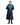 EQUIDRY women's long waterproof horse riding coat in Navy/Turquoise studio coat open inner lining