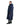 EQUIDRY women's long waterproof horse riding coat in Navy/Turquoise studio side on showing side zips