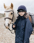 EQUIDRY | Parka | Women's | Navy - women's waterproof riding and leisure coat with padded inner detachable faux fur trim