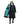 EQUIDRY women's long waterproof horse riding coat in black/turquoise showing inner lining