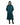 EQUIDRY women's thin fleece long waterproof horse riding coat in teal/grey studio closed