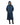 EQUIDRY women's thin fleece long waterproof horse riding coat in steel blue/charcoal hood up studio