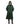 EQUIDRY women's thin fleece long waterproof horse riding coat in black forest green front view studio hood up