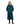 EQUIDRY women's thin fleece long waterproof horse riding coat in teal/grey studio coat open