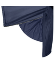 Evolution iD discreet logo Men's Lightweight Waterproof Horse Riding Jacket Thin Fleece Lining Stowaway Hood side skirts in navy