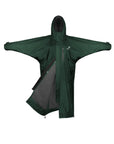 EQUIDRY men's long waterproof horse riding coat in black forest green/grey