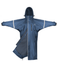 EQUIDRY waterproof horse riding raincoat thin fleece reflective steel blue