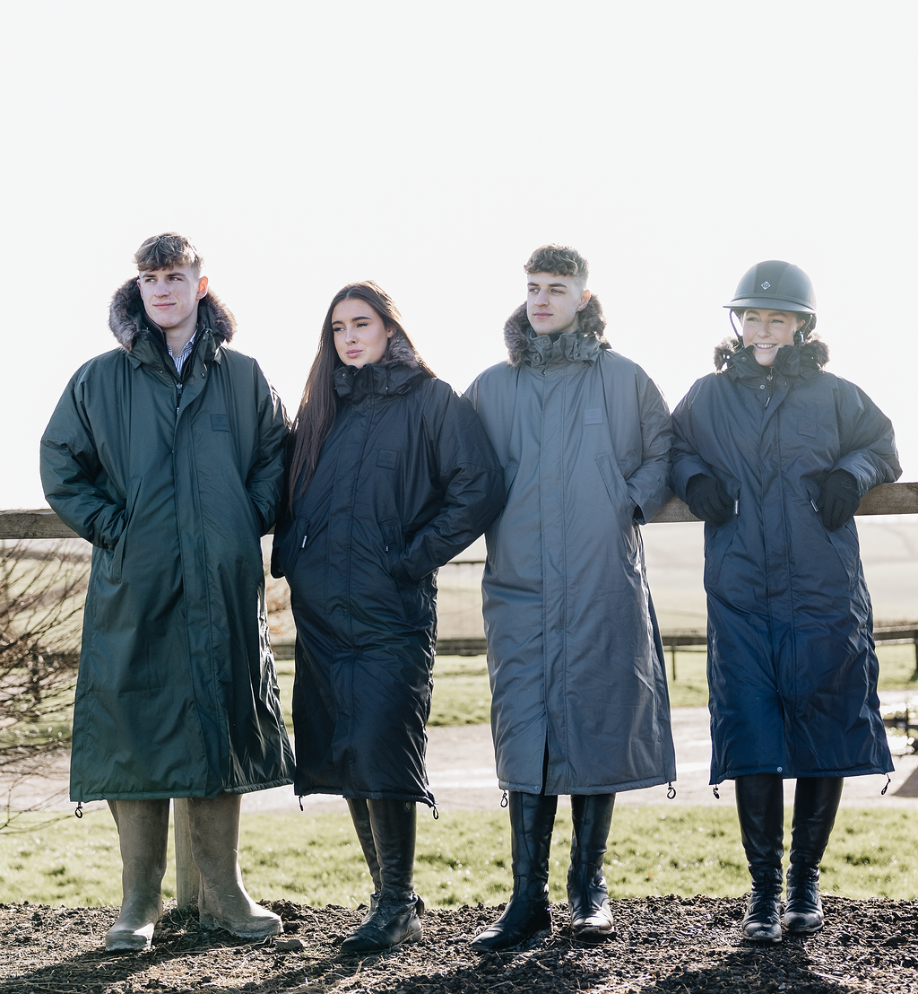 EQUIDRY | Parka | Men's | Navy - waterproof riding and leisure coat with padded inner detachable faux fur trim