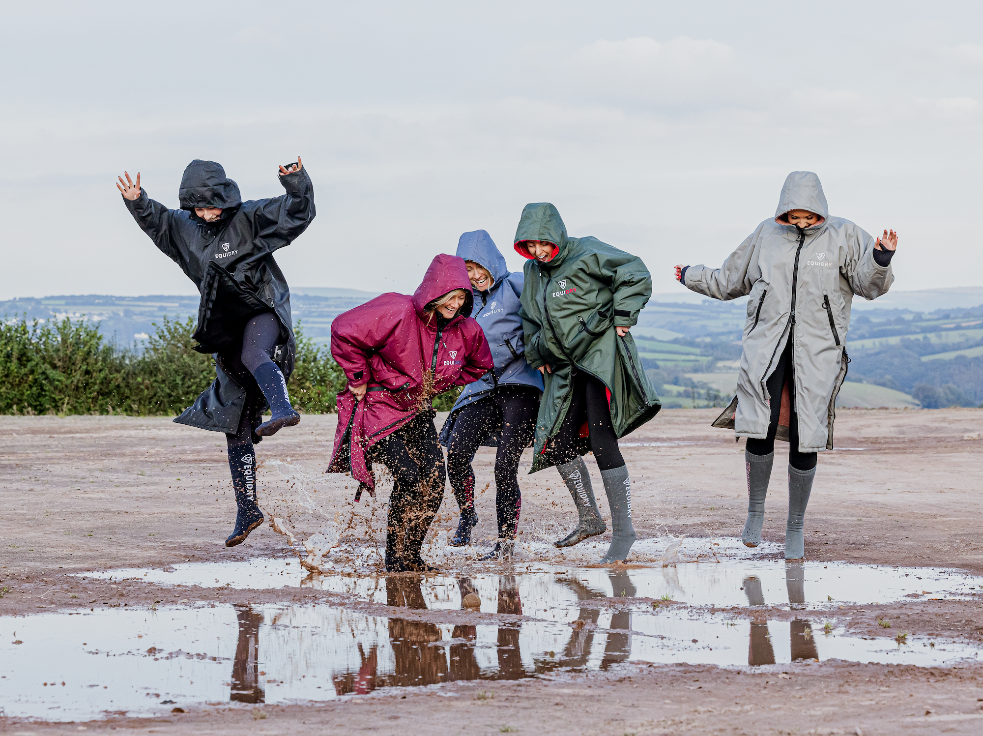 EQUIDRY Waterproof Horse Riding Socks in Muddy Puddles