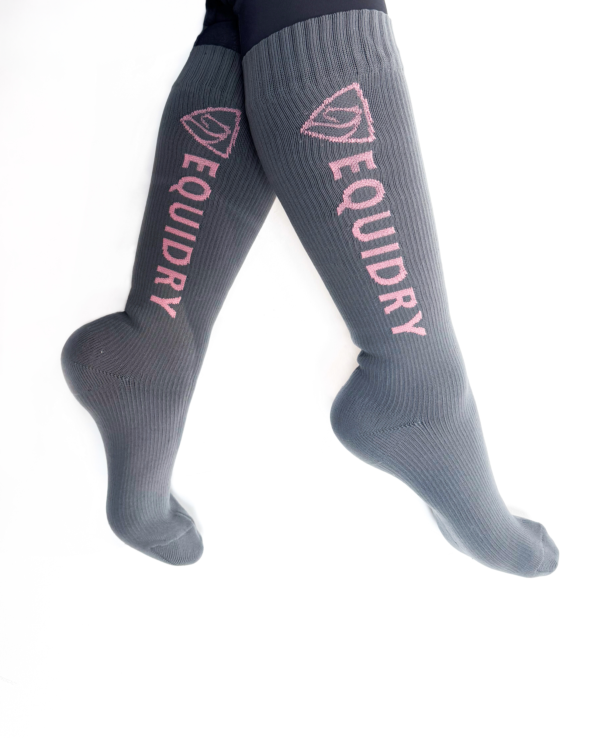 EQUIDRY Waterproof Horse Riding socks Charcoal/Grey Pink