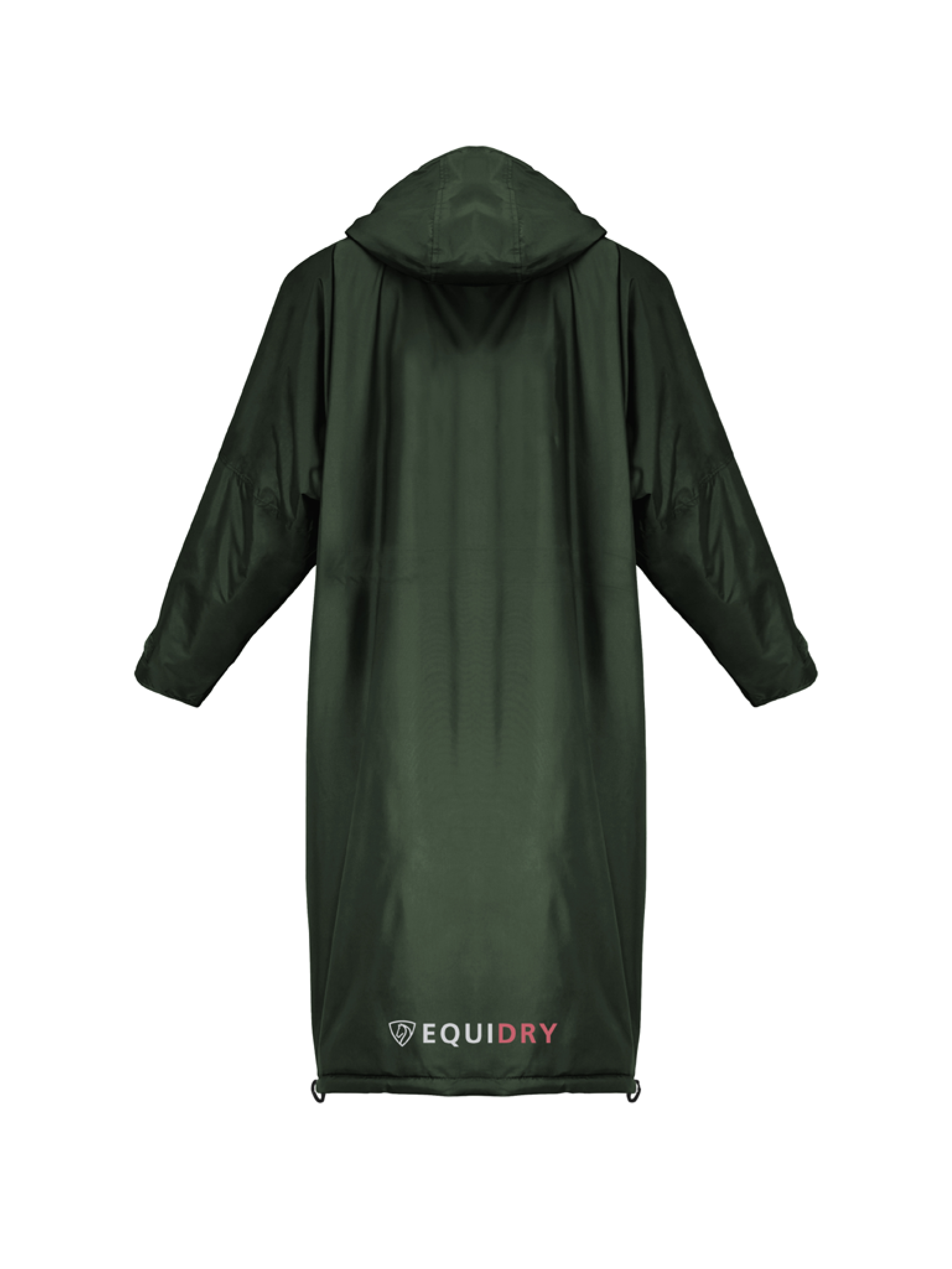 EQUIDRY mesh lining long waterproof horse riding raincoat in black forest green