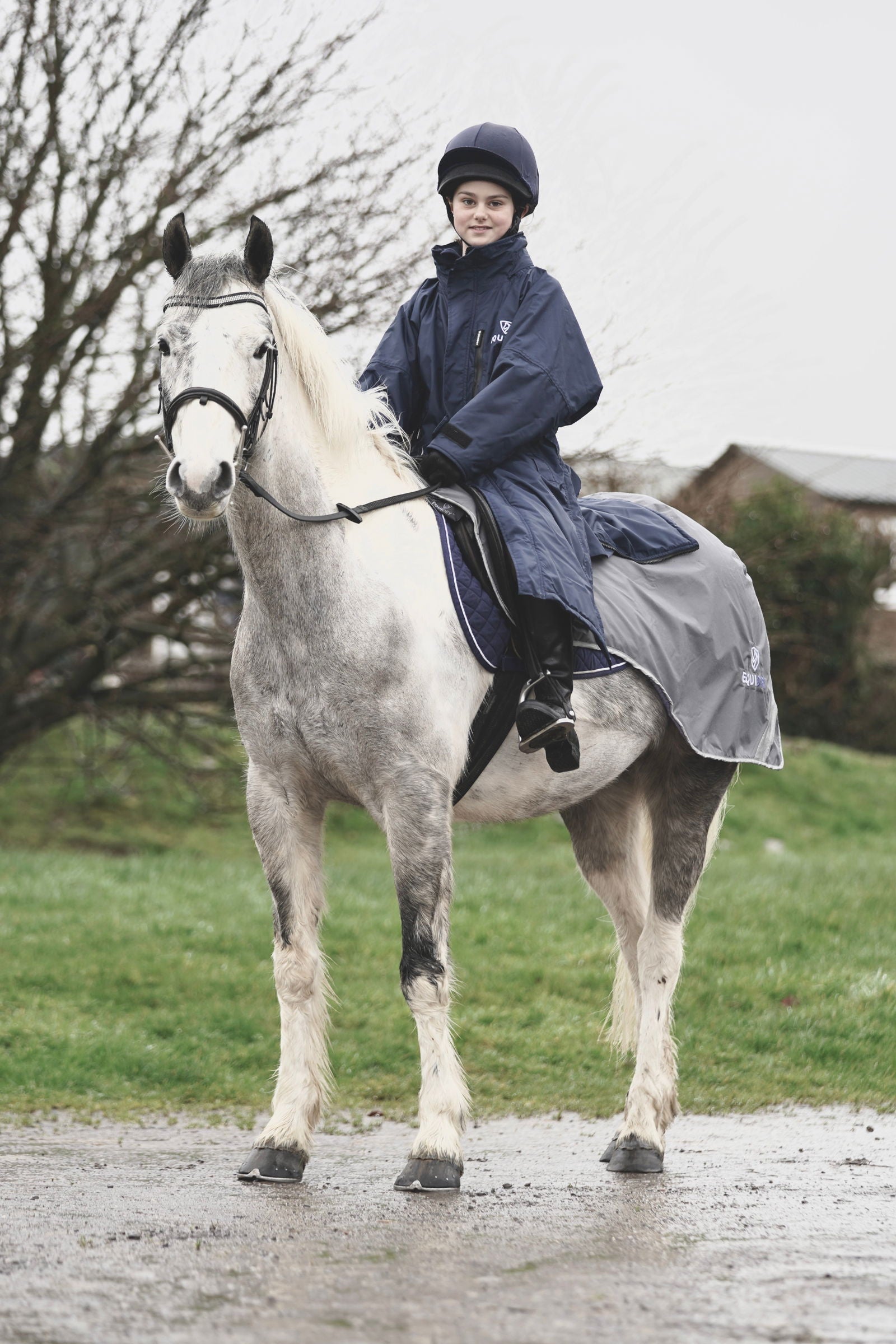 Evolution Children&#39;s | Thin Fleece | Stowaway Hood | Navy/Navy - EQUIDRY