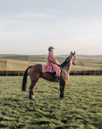 EQUIDRY equimac long waterproof horse riding coat modelled by lady on horseback