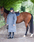 waterproof riding and leisure coat with padded inner detachable faux fur trim equidry in charcoal 