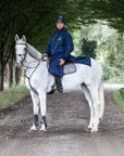 Original All Rounder Men's Oversized Waterproof Equestrian Coat navy/turquoise rider on horse