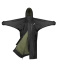 EQUIDRY men's long waterproof horse riding coat in Black/Olive Green