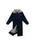 EQUIDRY women's thick fleece long waterproof horse riding coat in navy/grey 