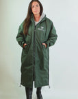 EQUIDRY waterproof horse riding raincoat All Rounder Original thick fleece Women's studio video black forest green