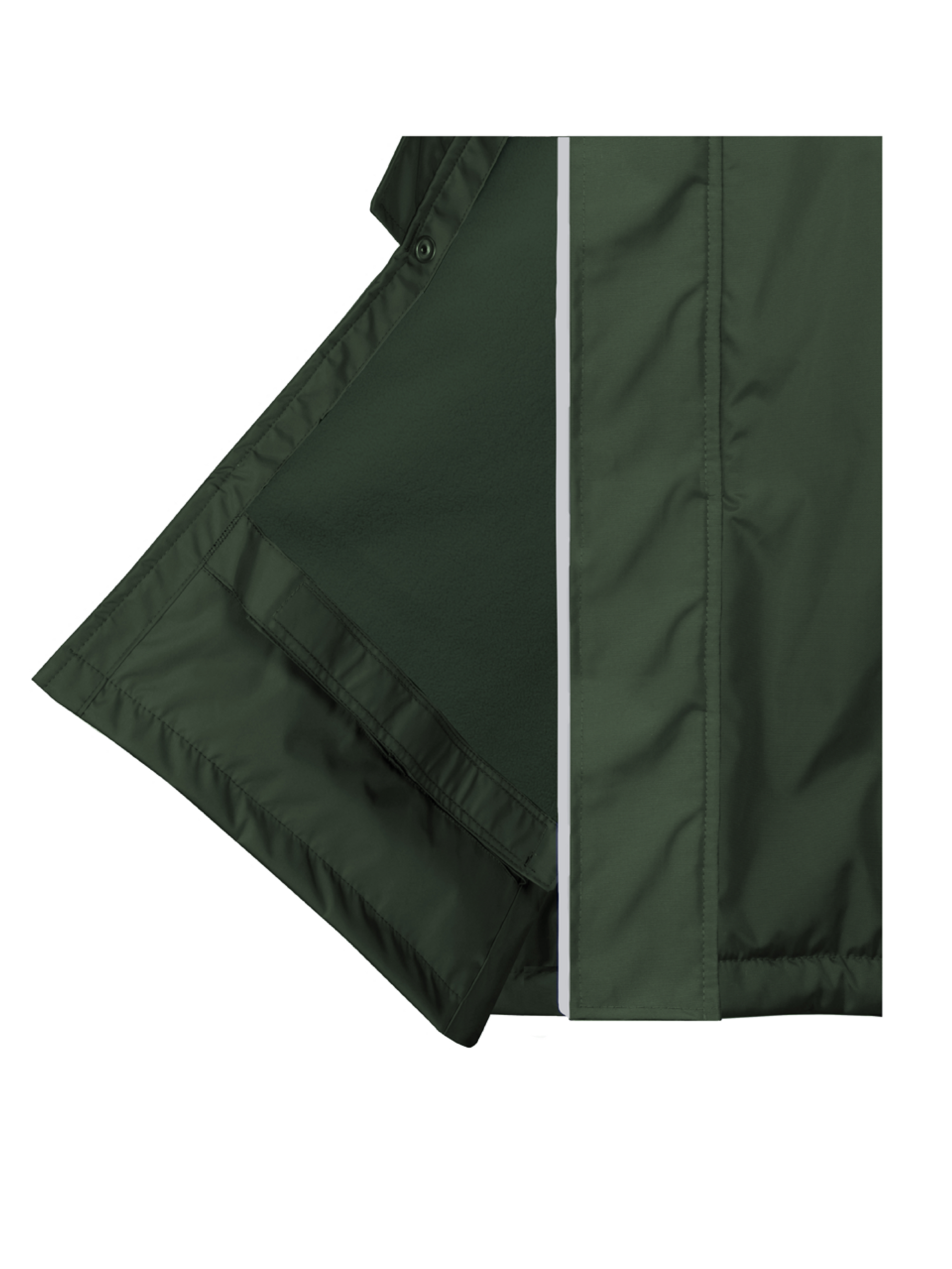 EQUIDRY waterproof horse riding raincoat thin fleece pro ride reflective black forest green leg straps