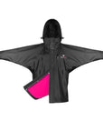 EQUIDRY women's waterproof short blouson style horse riding jacket in black/peacock pink 