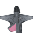 EQUIDRY women's waterproof short blouson style horse riding jacket in charcoal/penelope pink