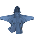 Shortie Child's Oversized Short Waterproof blouson style Riding Jacket Thin Fleece Lining Stowaway Hood in steel blue 